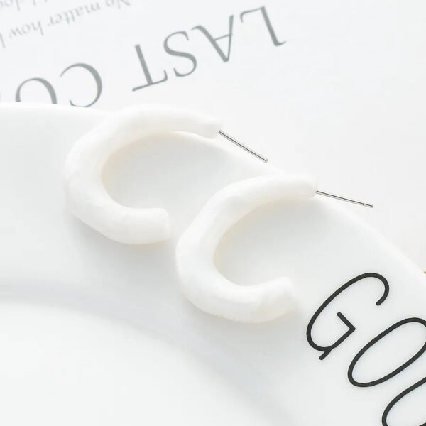 1pair Fresh Resin C-shaped Earrings Set Multi-color Design Daily Commuting Style Eye-catching Ear Accessories
