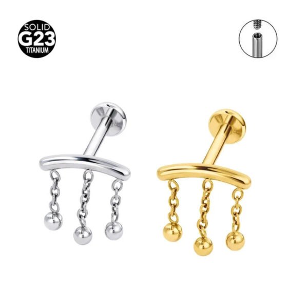 G23 Titanium, Hidden Helix, Chain, Stud, Earring, Simple, Geometric, Unisex Ear Cartridge, Nose, Vertical Labret, Jewellery