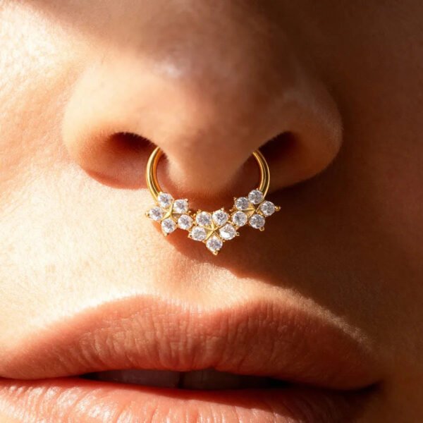 picture_ffb645a6-a60d-469b-80de-b426c542cc3c(2) Satan's Child Piercing Mermaid Titanium Alloy Zircon Nose Stud Gold-Plated Geometric Water Drop Heart-Shaped Sweet Cool Hot Girl Piercing Nose Ring Seamless Ring