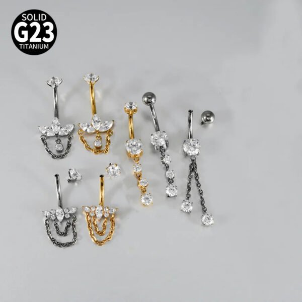 1 Piece Belly Rings Casual Cute Hawaiian Round G23 Titanium Zircon Polishing Plating Zircon PVD Coated 18K Gold Plated Belly Rings